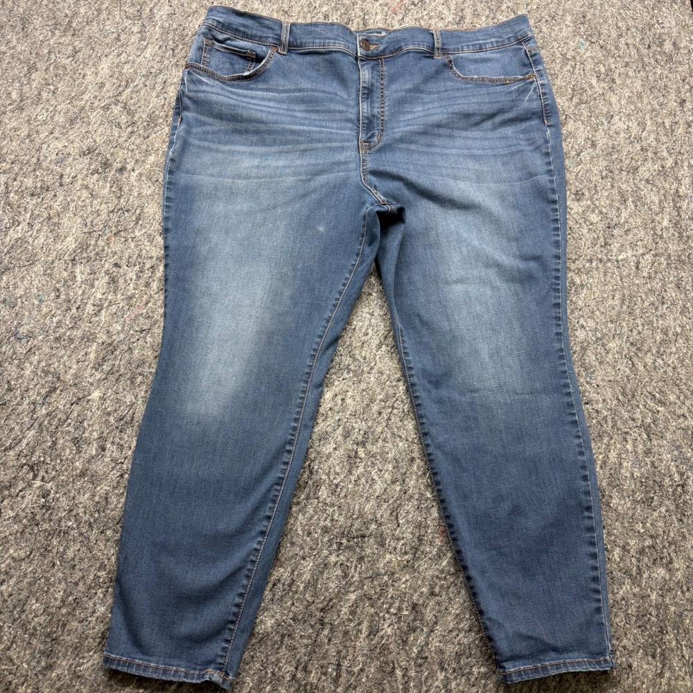 Terra & Sky Skinny Jeans Womens 22W Petite Medium Wash Stretch Denim Blue
